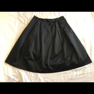WHBM Midi A-Line Pleated Black Skirt